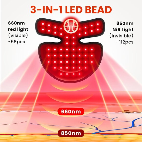 R- Red Light Therapy for Neck & Chest – FDA Cleared, 660nm & 850nm Wavelengths - Picture 2 of 6